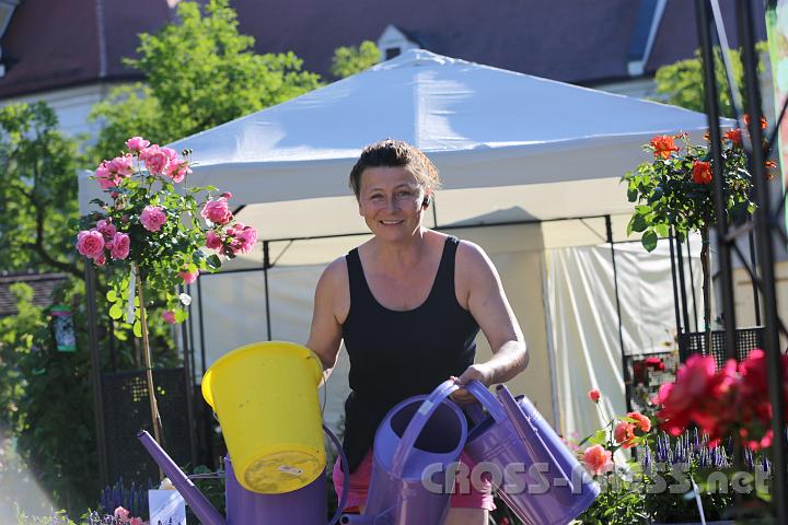 2012.06.16_07.50.48.jpg - Frau Gabriele Starkl von der Gärtnerei Starkl kümmert sich persönlich um den Ausstellungsstand.