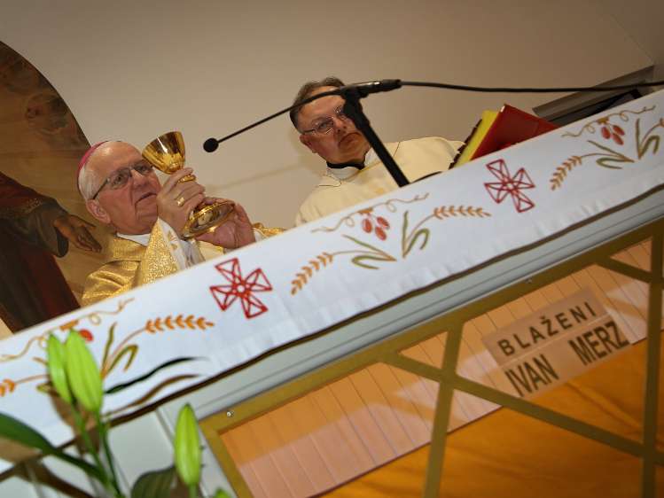 Merčevo u Palmotićevoj Prinos darova, biskup u miru Franjo Komarica