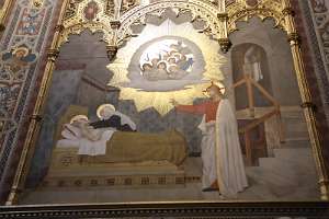 1. kroatische Votiv-Radwallfahrt nach Rom Hl. Josef im Sterbebett mit Maria und Jesus.